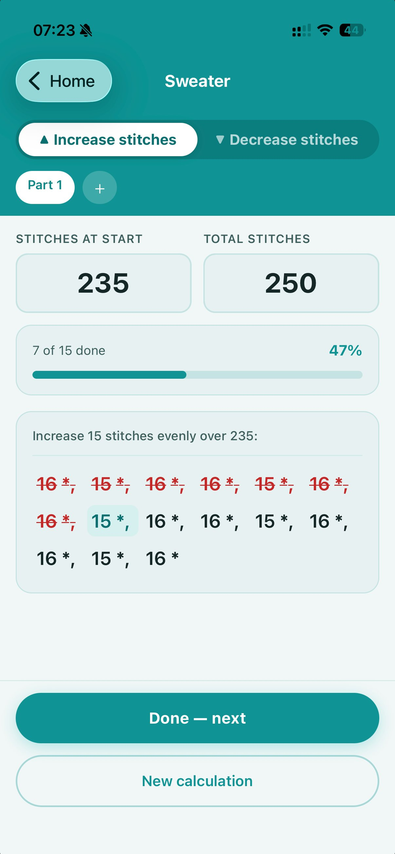 KnitCalc screenshot 3